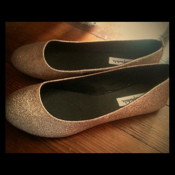 Gold Sparkly Flats from Aeropostale