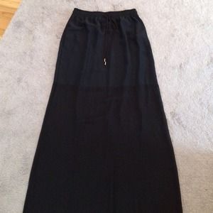 Long black half sheer skirt
