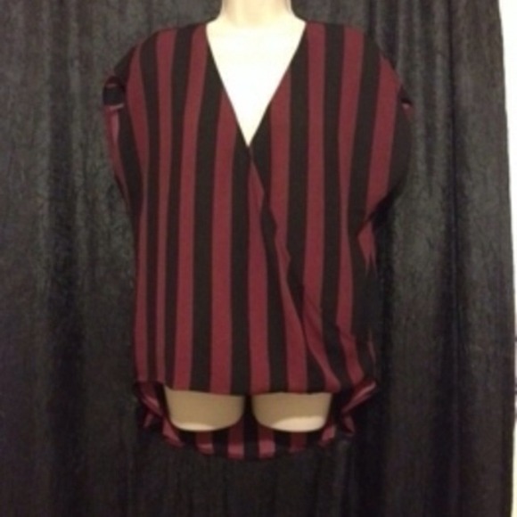 NWOT Garnet and Black Pleated Back Top
