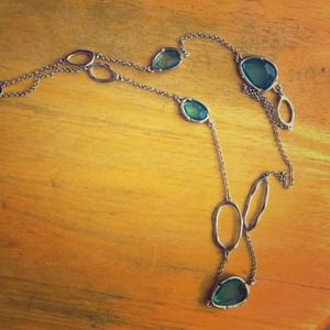 Teal Teardrop Long Necklace