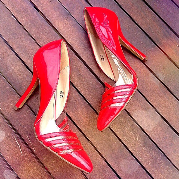 Red/clear pointy heels - Picture 2 of 4