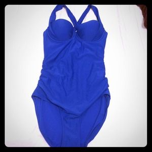 Push up blue halter swim suit