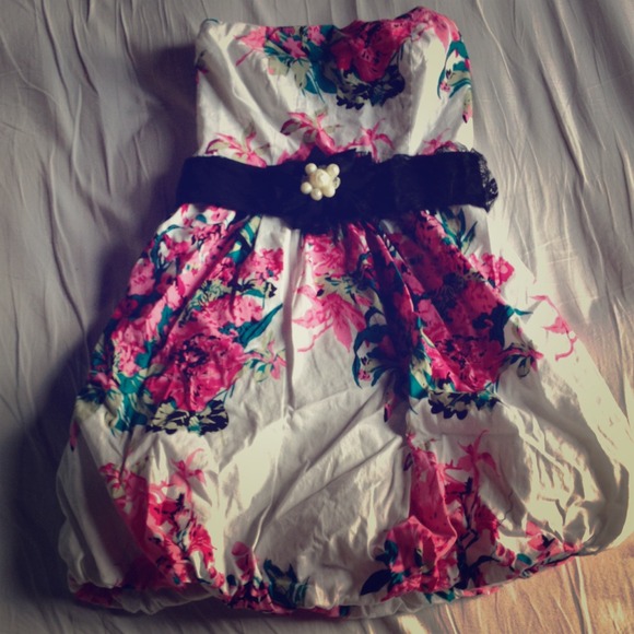 Strapless Floral Dress