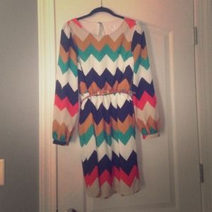Chevron Long-sleeve Dress