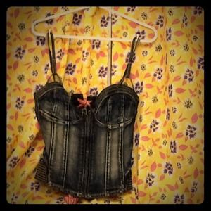 A denim tank top.