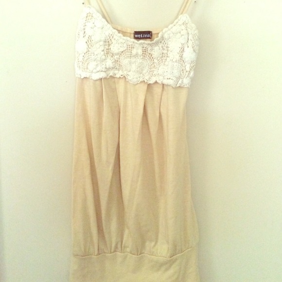 Tan & Ivory crochet tank top