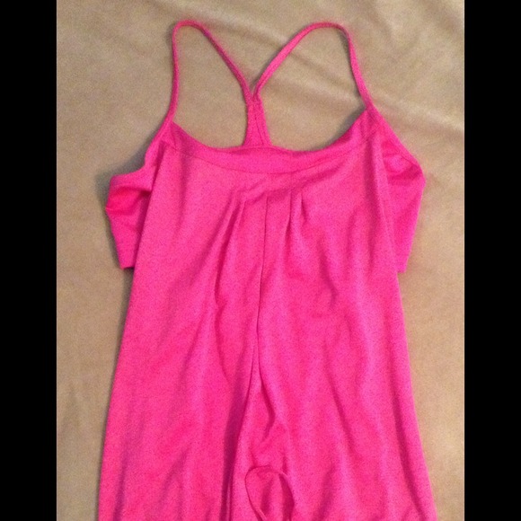 Pink workout tank built in bra liner