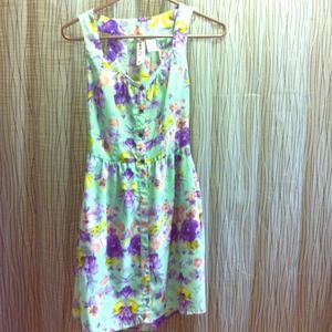 Mint floral print dress
