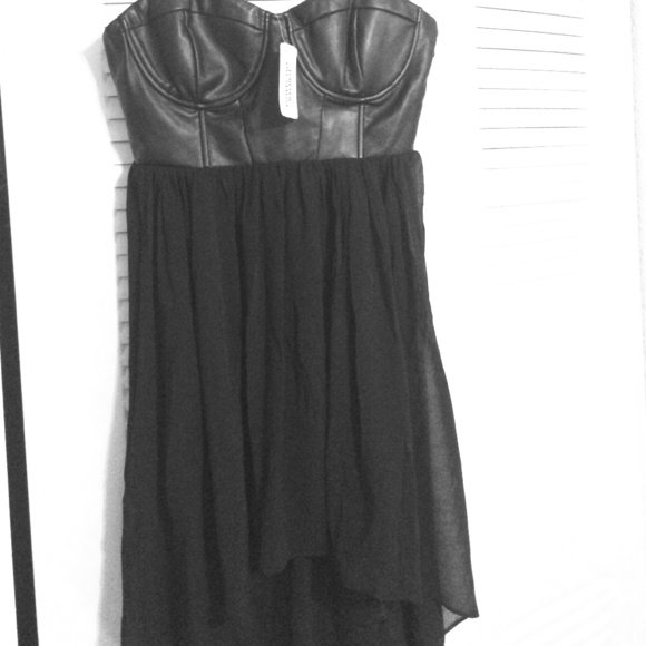 faux leather high low dress Bcbg mazxria leandra high-low faux leather dress womens size M