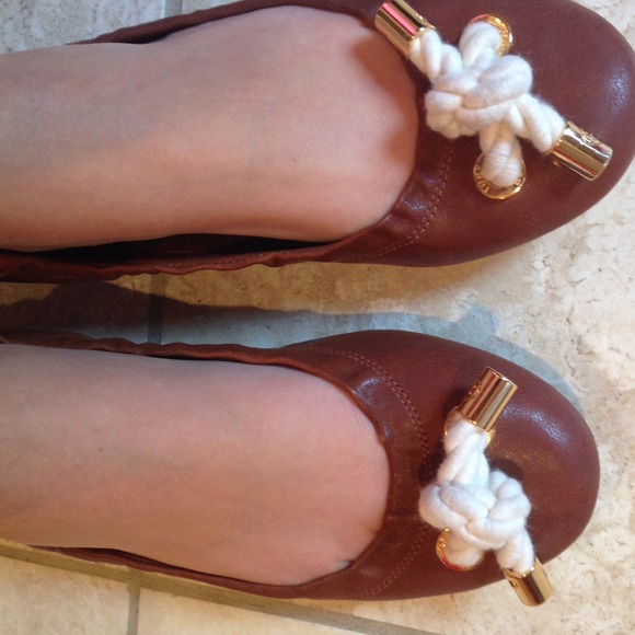 Tory Burch Shoes - Tory tan leather flats with rope detail
