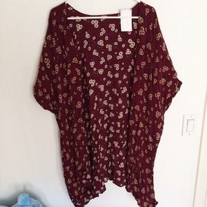 Brandy Melville Maroon Sunflower Kimono