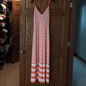 Banana Republic coral and white maxi dress