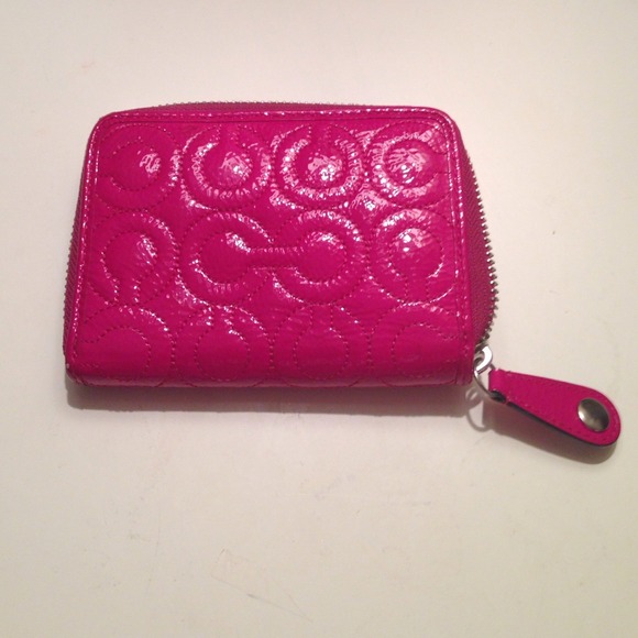 Coach Clutches & Wallets - coach pink patent leather zip around wallet
