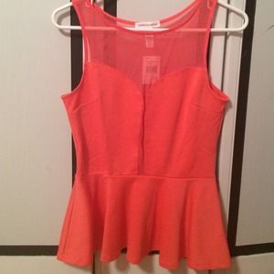 Coral Peplum Top