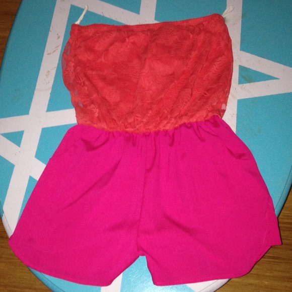 Coral and pink romper