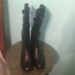 Black leather boots