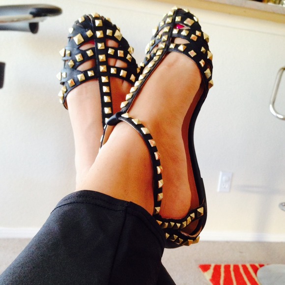 Zara Shoes - ZARA leather studded flats