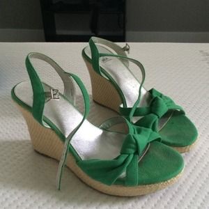 Green wedge sandals