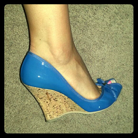 Ferragamo Summer Patent blue Leather Wedge
