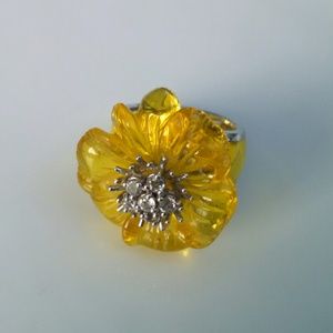 Sterling silver ring Angelique bold yellow flower