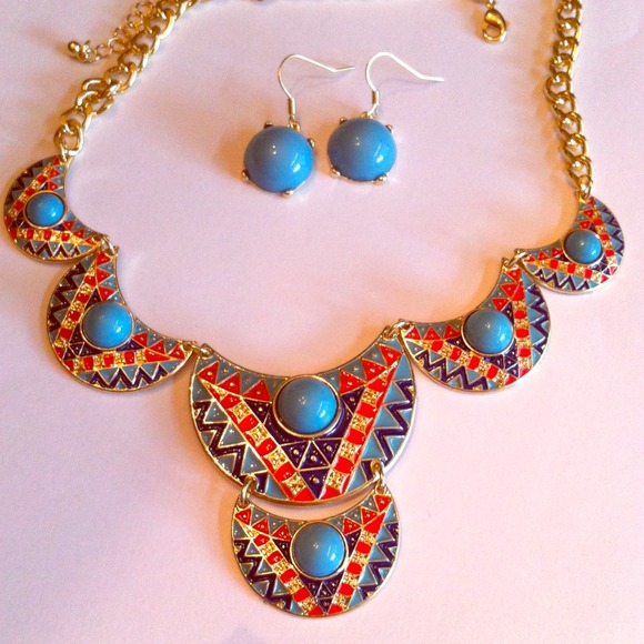 Jewelry - Aztec Tribal Bubble Necklace / Earring Set