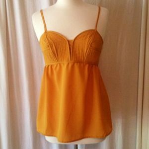 Mustard yellow flowy tank top
