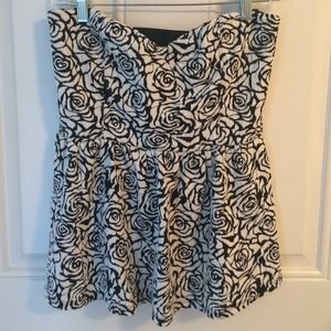 peplum strapless printed top