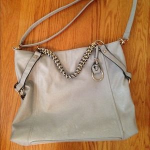 Gray leather purse