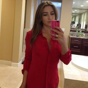 SOLD ~~~ Serious business sexy red Bebe blouse