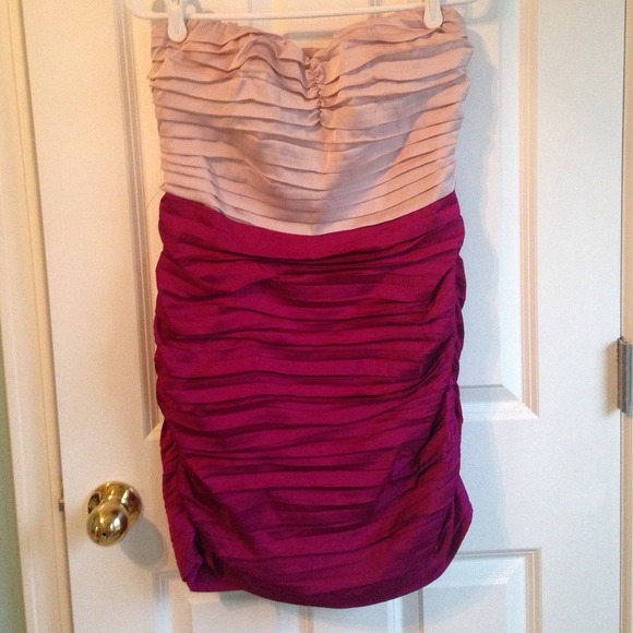 Express strapless ruched cocktail dress