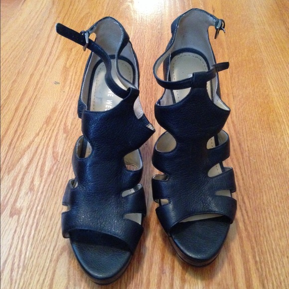 Nine West black leather heels.