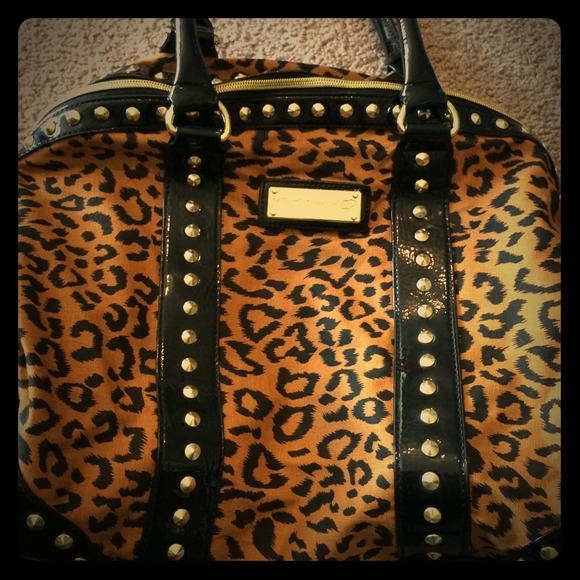Betsey Johnson Leopard Black Studded Bag