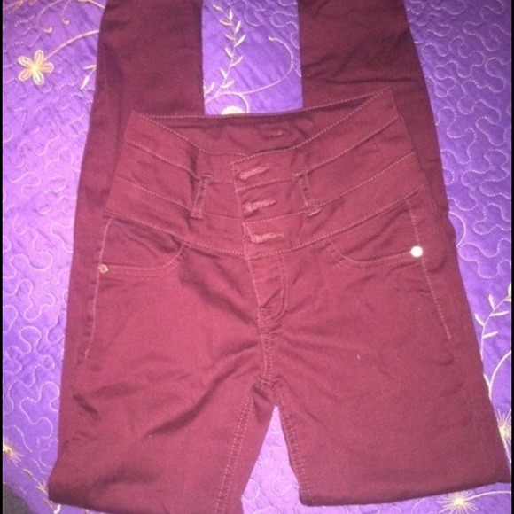 Dark Red High Waist Skinny Jeans