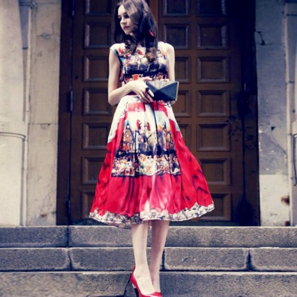 Dresses & Skirts - Baroque knight painting print dress