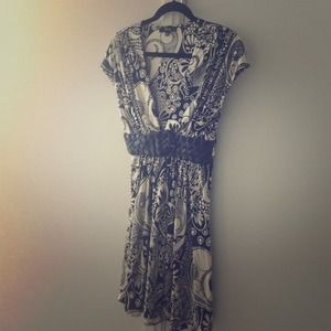 Sky leather belted print dress