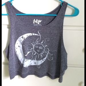 Aeropostale Tokyo Darling Sun & Moon Cropped Tank.