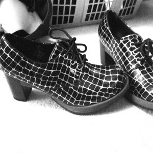 Dr Martens black and silver heels