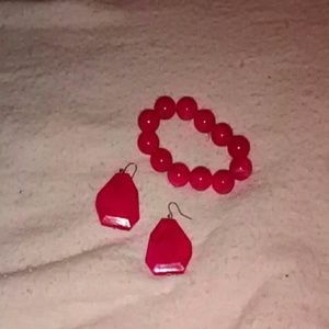 Pink bracelet and earrings