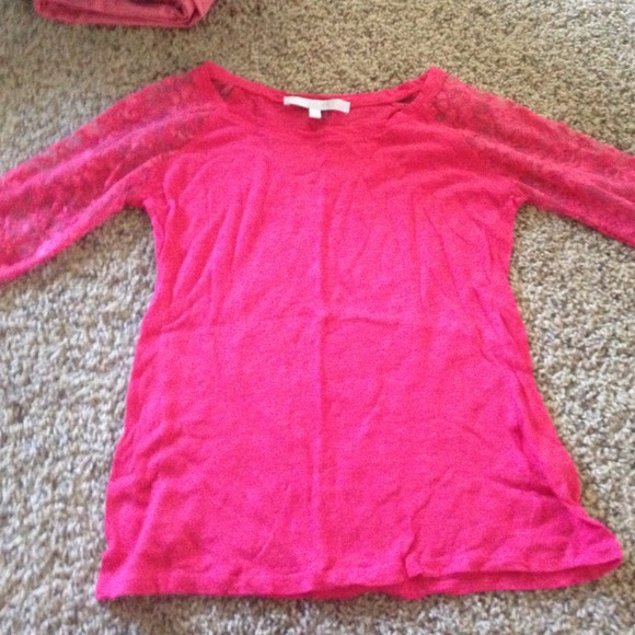 Hot pink lace sleeve top