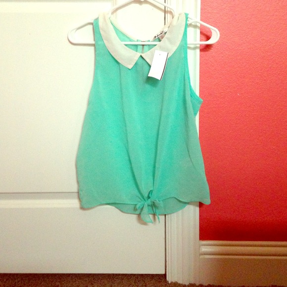 Mint collared dress shirt.