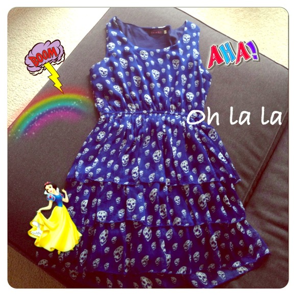 💢SOLD💢White/Royal Blue Skull Dress