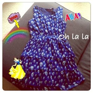 💢SOLD💢White/Royal Blue Skull Dress