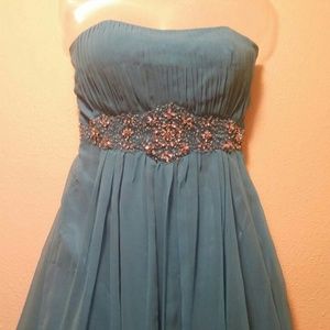 Turquoise Chiffon Cocktail Dress