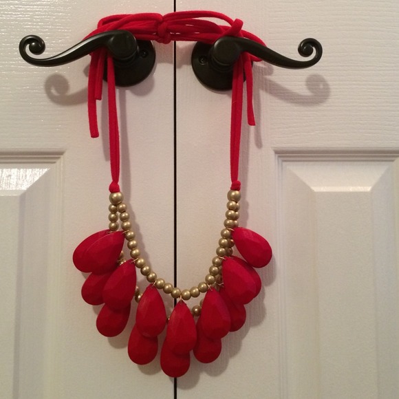 Red Bib Statement Necklace