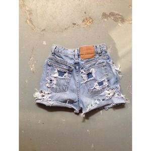 High waisted Levi's denim destroyed shorts