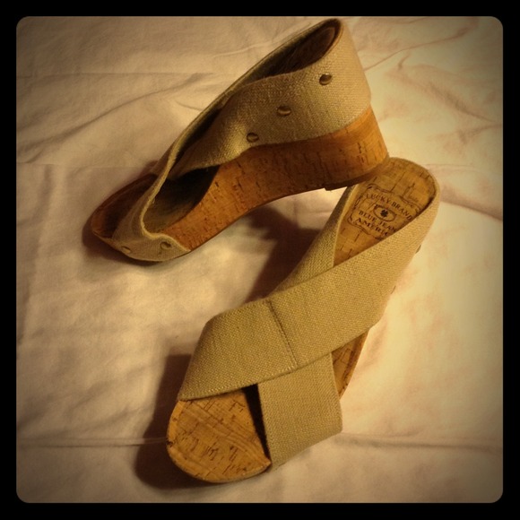 Lucky Brand "Miller" Wedges Tan/Cork wedge 8.5 M - Picture 1 of 4
