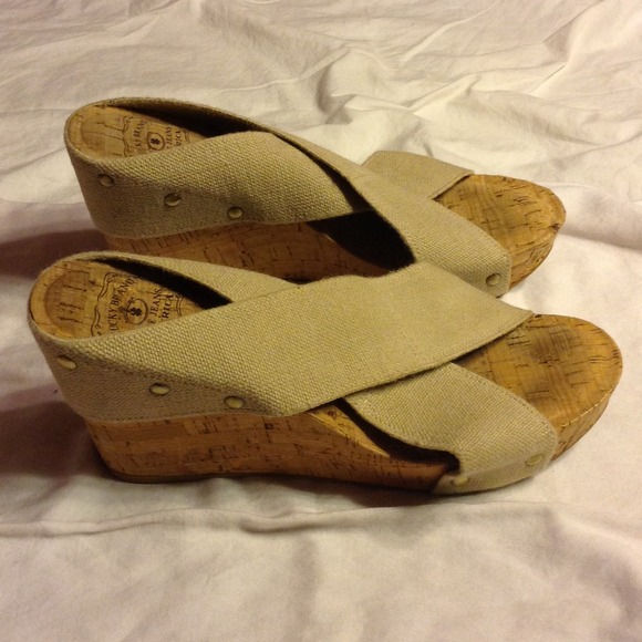 Lucky Brand "Miller" Wedges Tan/Cork wedge 8.5 M - Picture 3 of 4