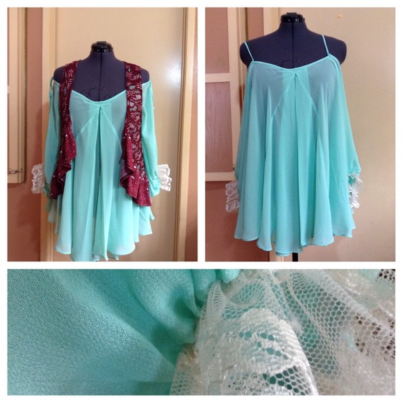 Aqua green bohemian/gypsy top.