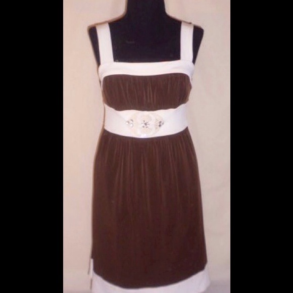 Brown and white summer dress