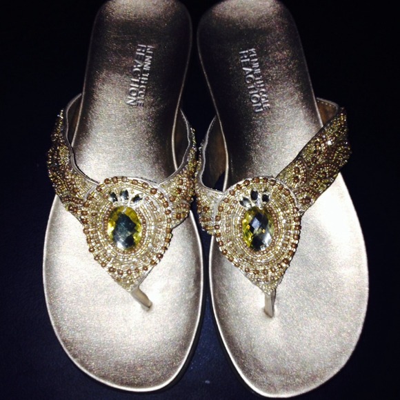 Sexy Embellished Gold Sandals